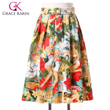 Grace Karin Women Plus Size Saia vintage de saquita de algodão PinS 50S 60S Outono Saias de dança Vestidos CL6294-7 #